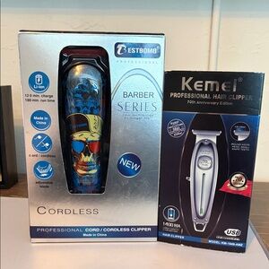 Cordless Professional Hair Clipper - Blue Skull Design